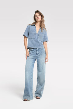 James Striped Wide Leg Jeans