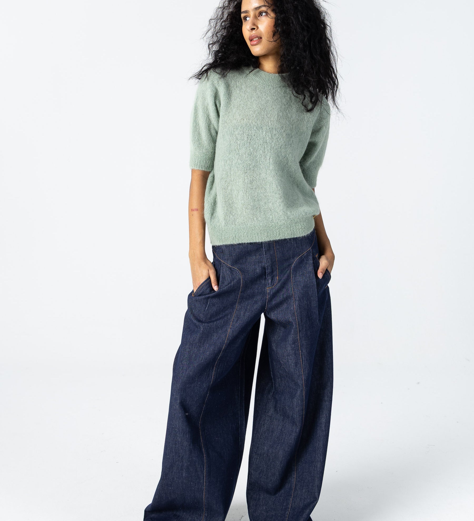 High waisted denim pants