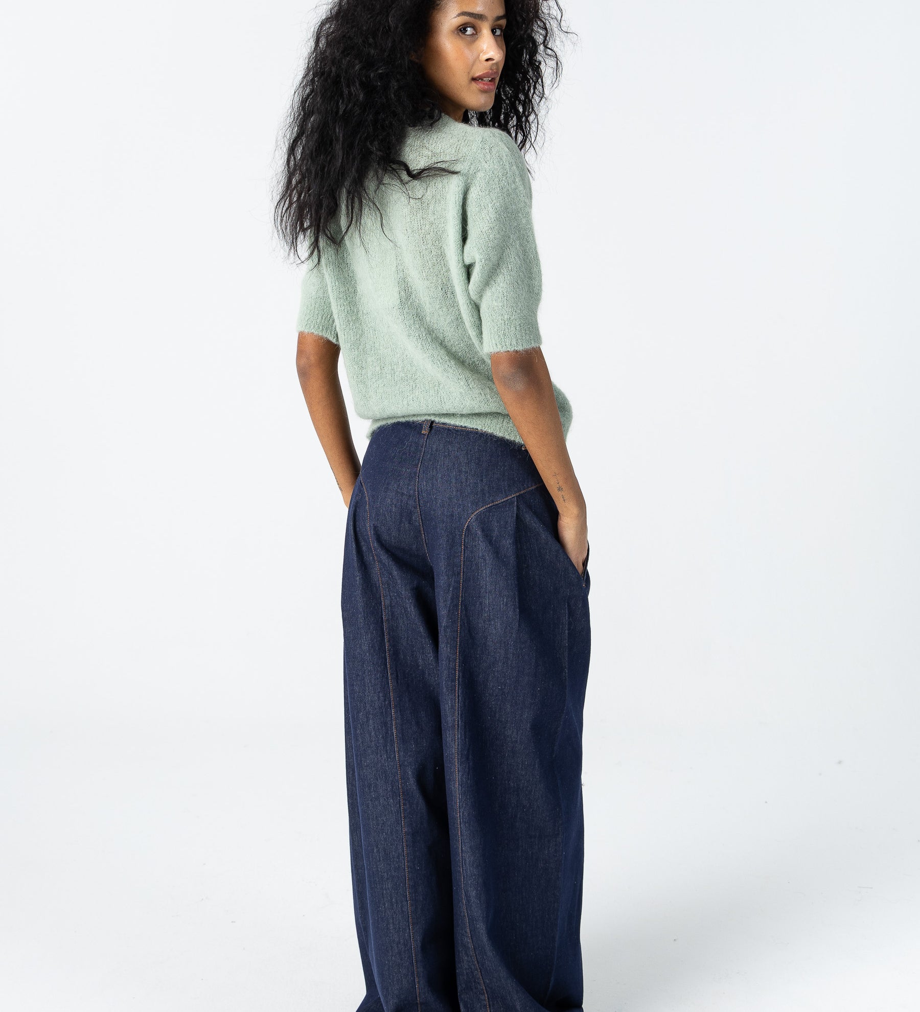 High waisted denim pants