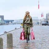 Draped leather jacket