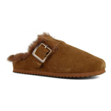 Furry suede sabot